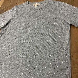 Michael Kors Light Gray Short Sleeve Tee with Stud Detail